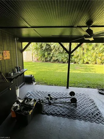 View of patio / terrace featuring ceiling fan