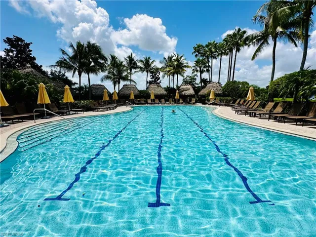 View of swimming pool with a patio area