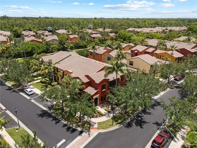 Aerial perspective of suburban area
