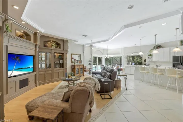 Spacious open-concept living and kitchen area.