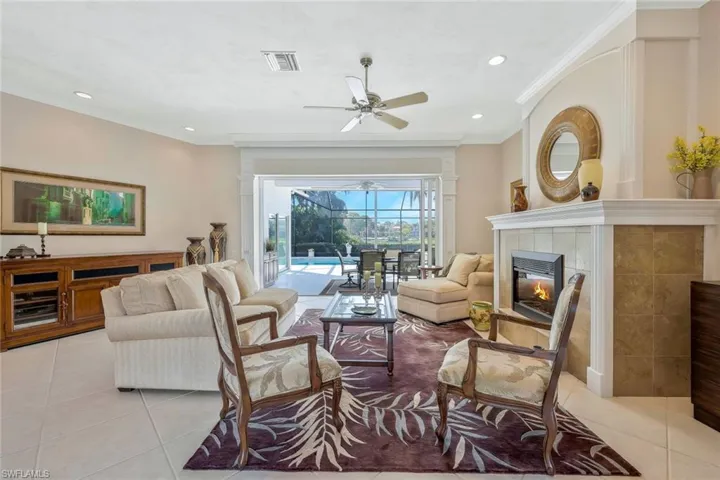 Walk through the front door into the formal living room with a fireplace and a stunning view!