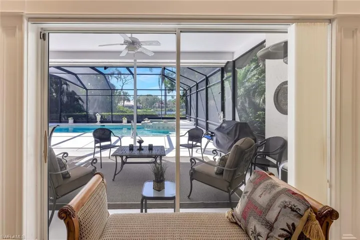Sliding doors in primary suite with lanai access.
