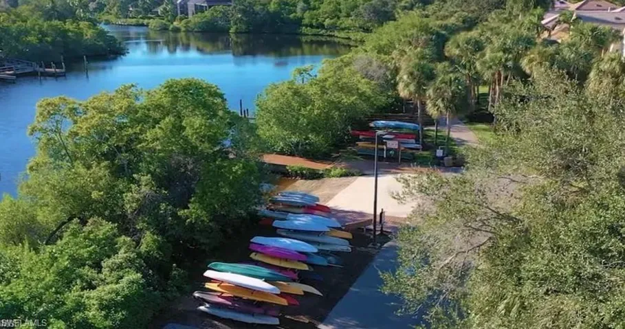 The river park area boasts canoe/kayak storage, a boat ramp with gulf access, multiple docks, pickleball courts, basketball court and access to Bonita Bay's walking paths.