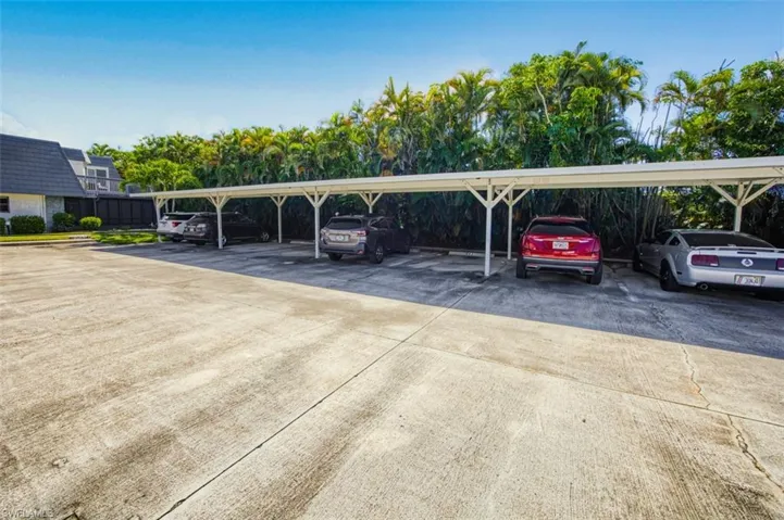 View of covered parking lot