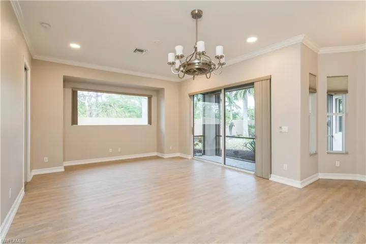 Family room with wood laminate flooring