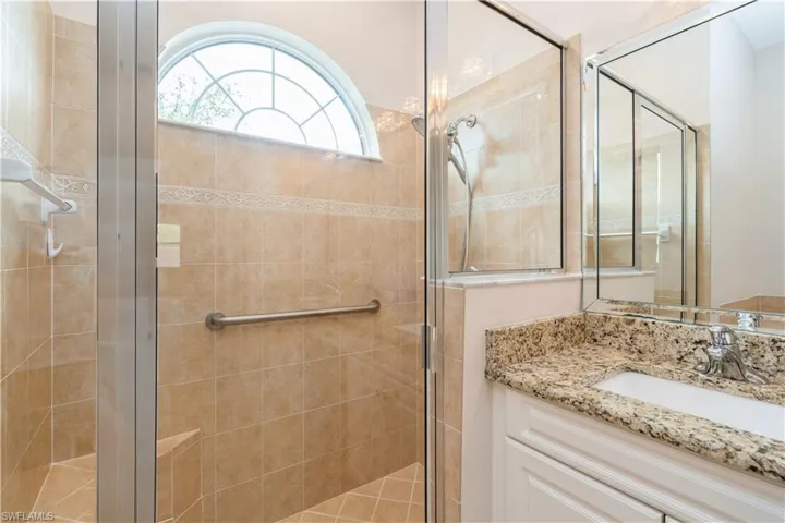 Walk-in shower in owners' bathroom