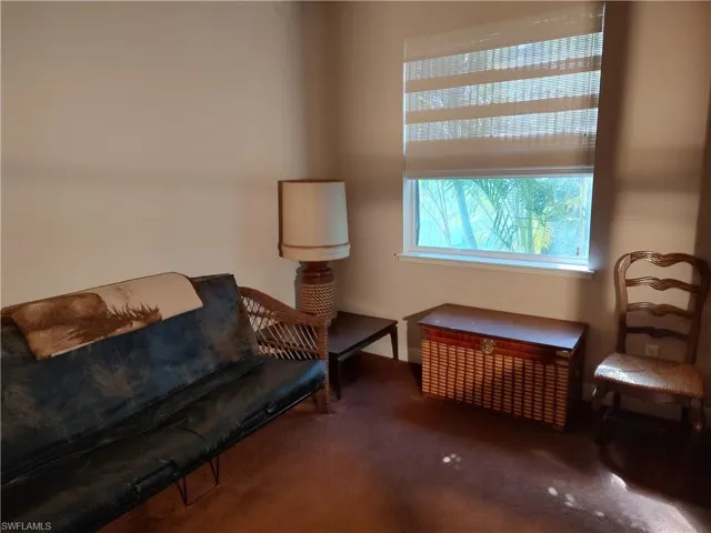 Sitting room with carpet flooring