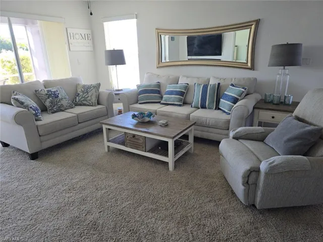Living area with carpet