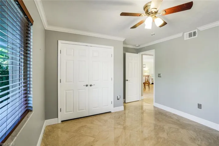 New Wooden French Closet Doors in Guest Room, New Wooden Blinds