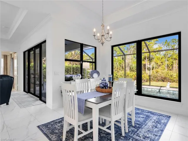 Dining Area With Pool & Rear Yard Views
