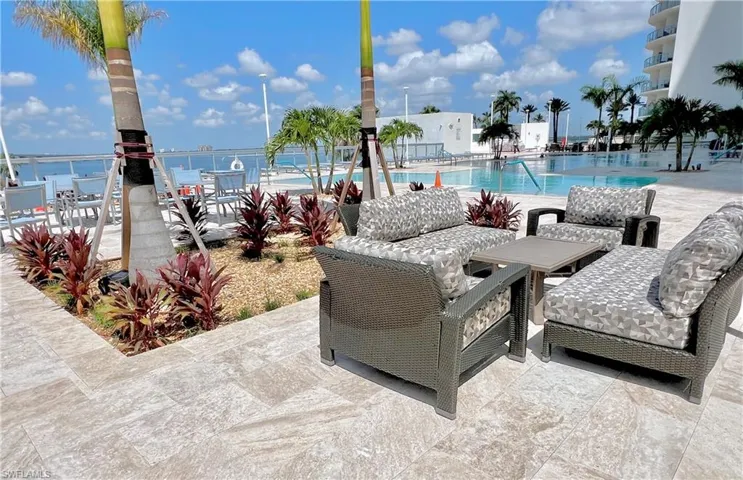 Poolside lounge area