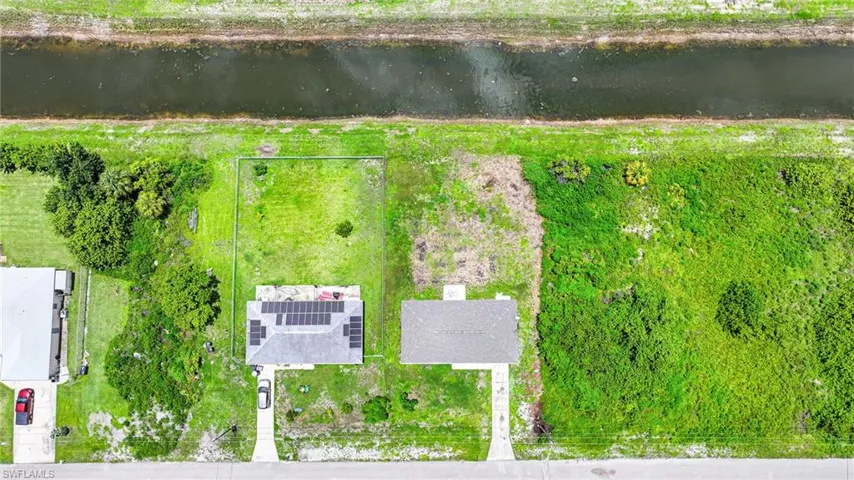 Bird's eye view of a nearby body of water