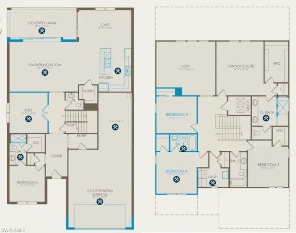 Floor plan with structural options selected for this home
