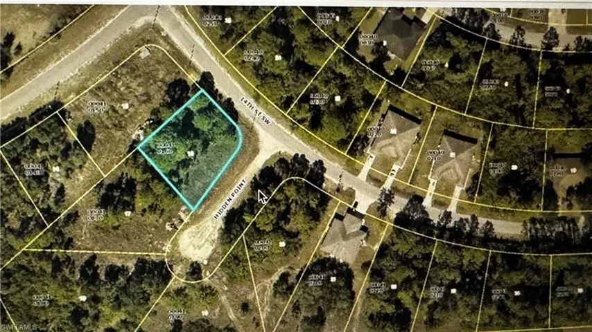 Aerial map of property and surrounding area featuring property parcel outlined