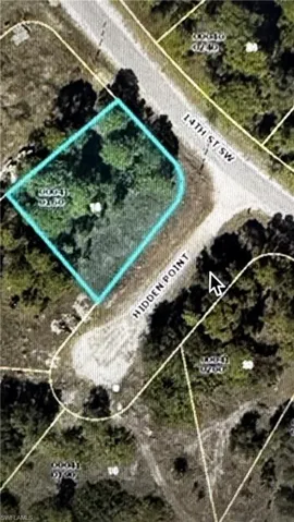 Aerial overview of property's location with property boundaries highlighted