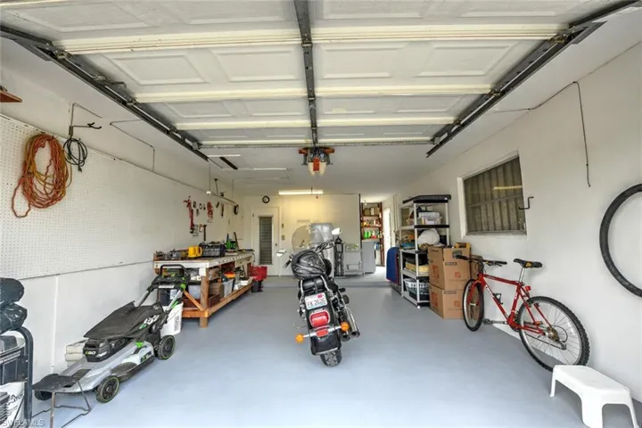 Garage featuring a workshop area