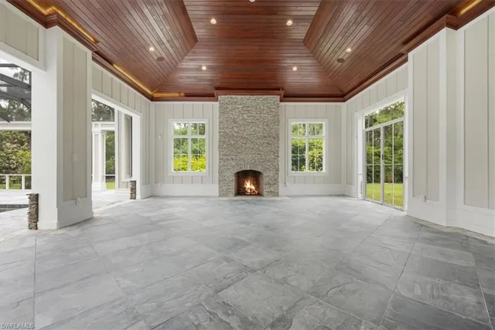 Grand entertainment pavilion with wood-burning fireplace