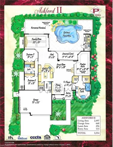 The current office is located in the optional family room section and has french doors to seperate it from the rest of the living areas