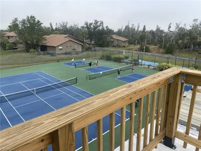 View from the observation deck of tennis and pickleball courts