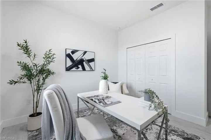 Bedroom staged as an office