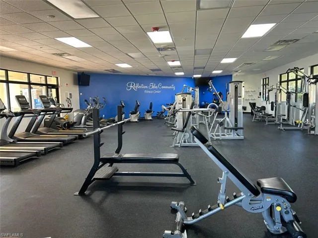 Workout area with a drop ceiling