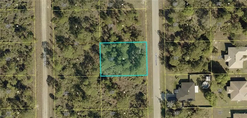 Aerial view of property's location with property boundaries highlighted