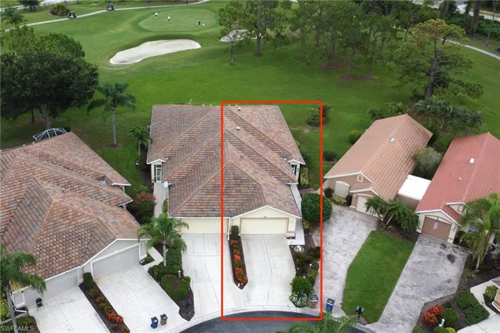View of subject property featuring property parcel outlined and a golf course