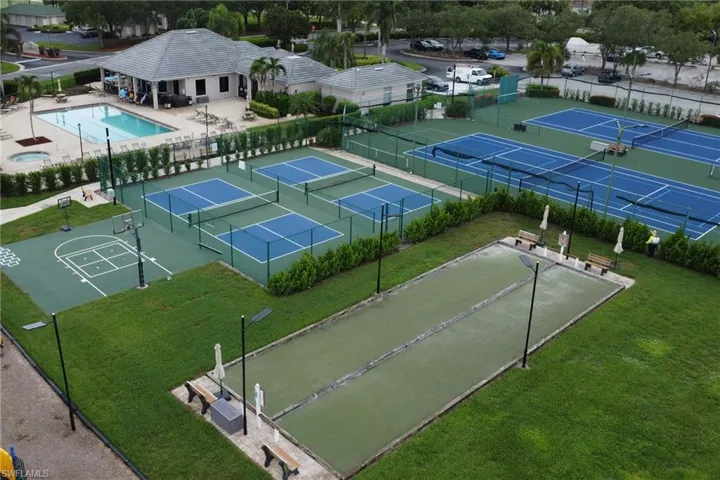 Aerial view of a pool area