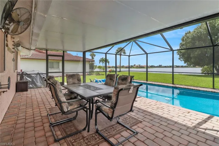 Poolside dining with long lake views