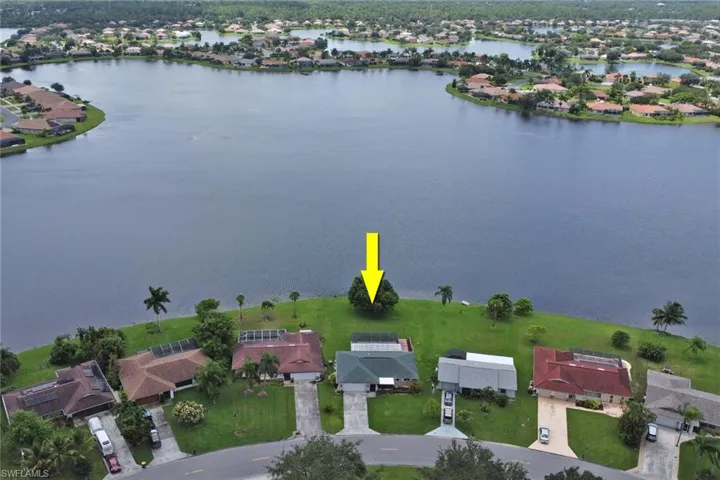 Birds eye view of property showcasing the long lake vistas.