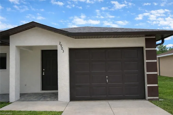 Garage with driveway