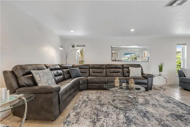 View of tiled living room