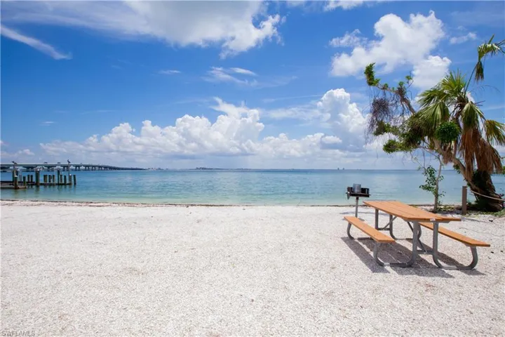 Water view with a dock and a view of the beach