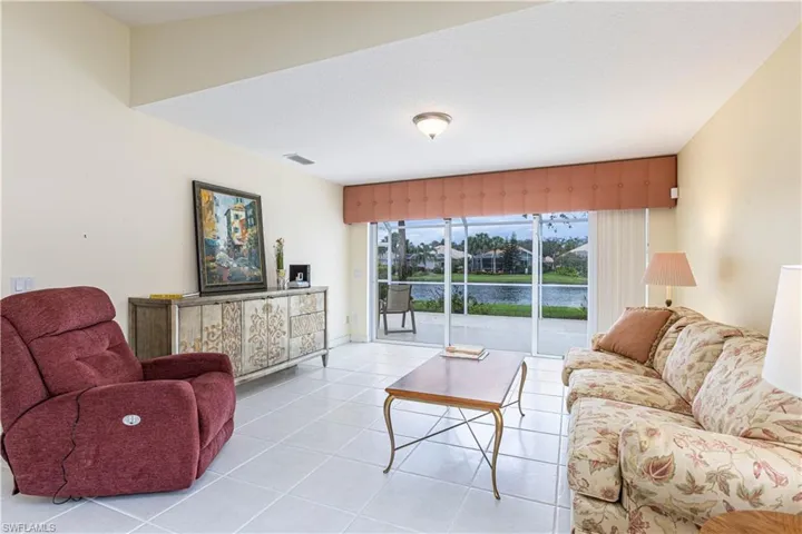 View of tiled living room