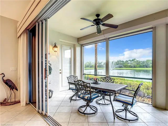 Screened lanai with a water view. Sliding glass that fully opens for your indoor-outdoor living!