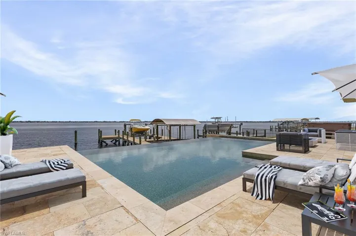 View of pool featuring an outdoor hangout area and a water view