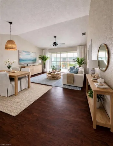 Catherdral ceilings in open floor plan