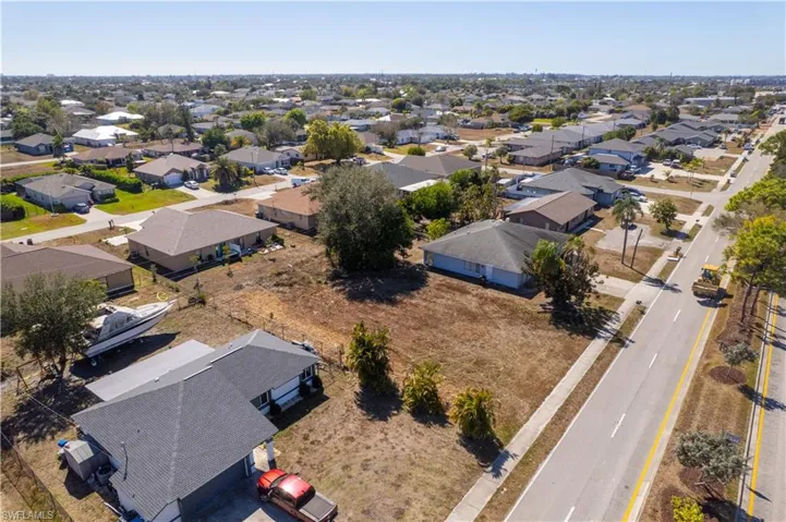 Aerial perspective of suburban area