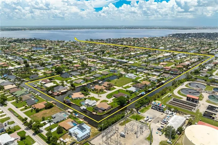 Ariel view with a water view
