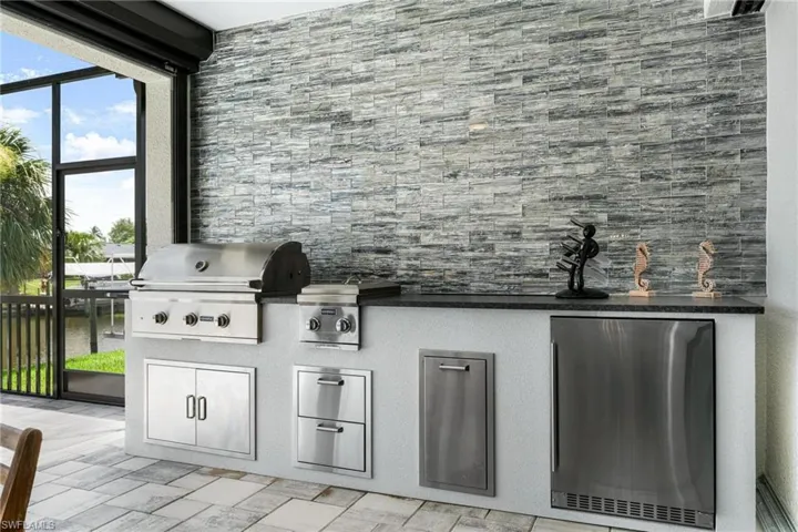 Bar with refrigerator