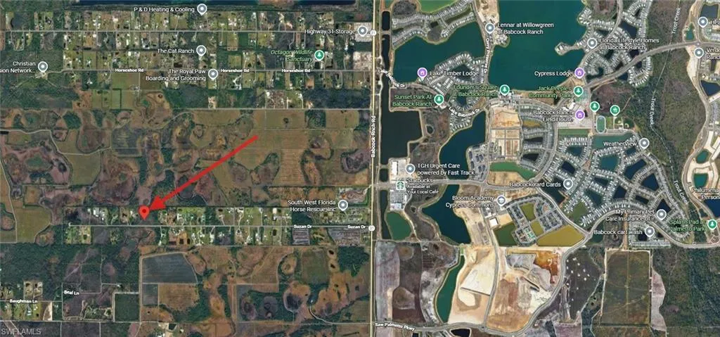 Aerial view of property's location
