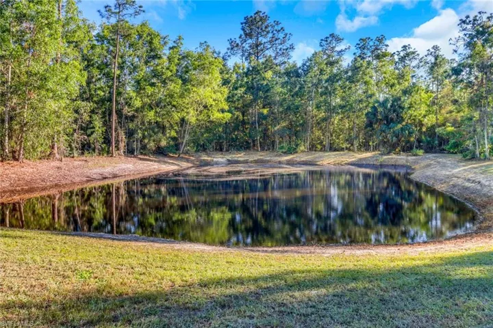 Property view of water with a wooded view