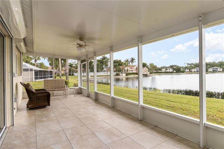 Lanai with Eastern lake view and view of clubhouse