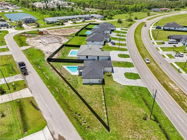 Aerial perspective of suburban area