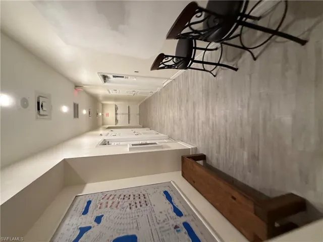 Workout area with a ceiling fan