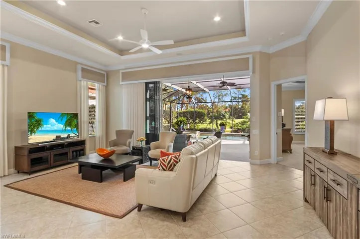 Living room opens up to lanai and great views