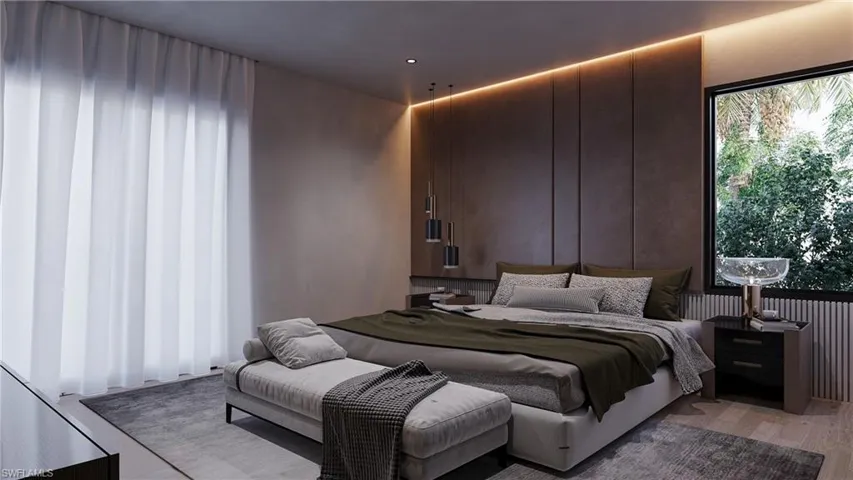 Bedroom with wood finished floors