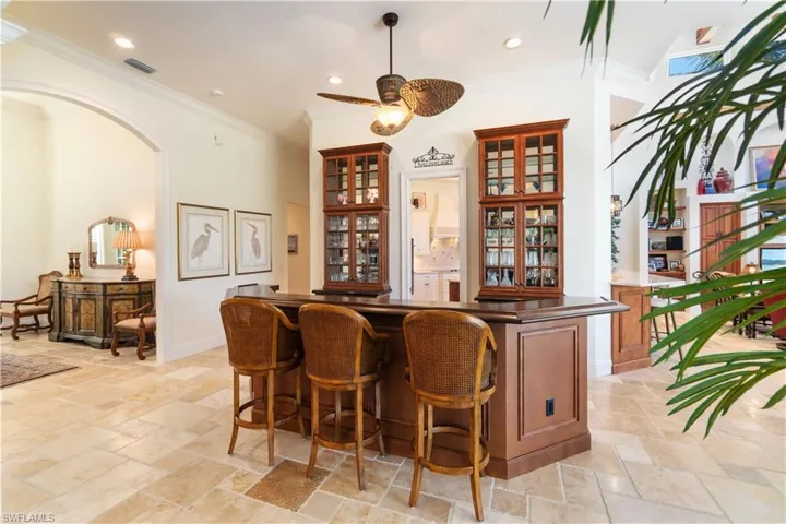 A nice additional to a home is a built in bar area for gathering with friends and family