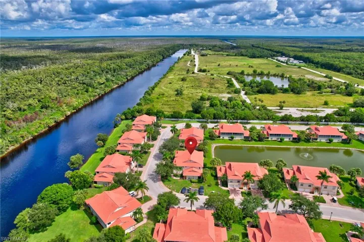 Drone / aerial view of a nearby body of water