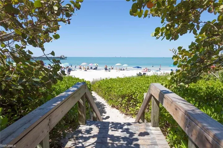 View of water feature with a beach view